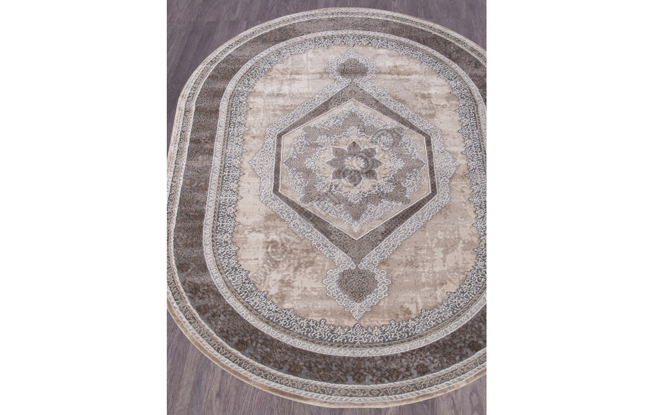 Ковер турецкий овальный 04037C GREY / BROWN - коллекция ARMINA