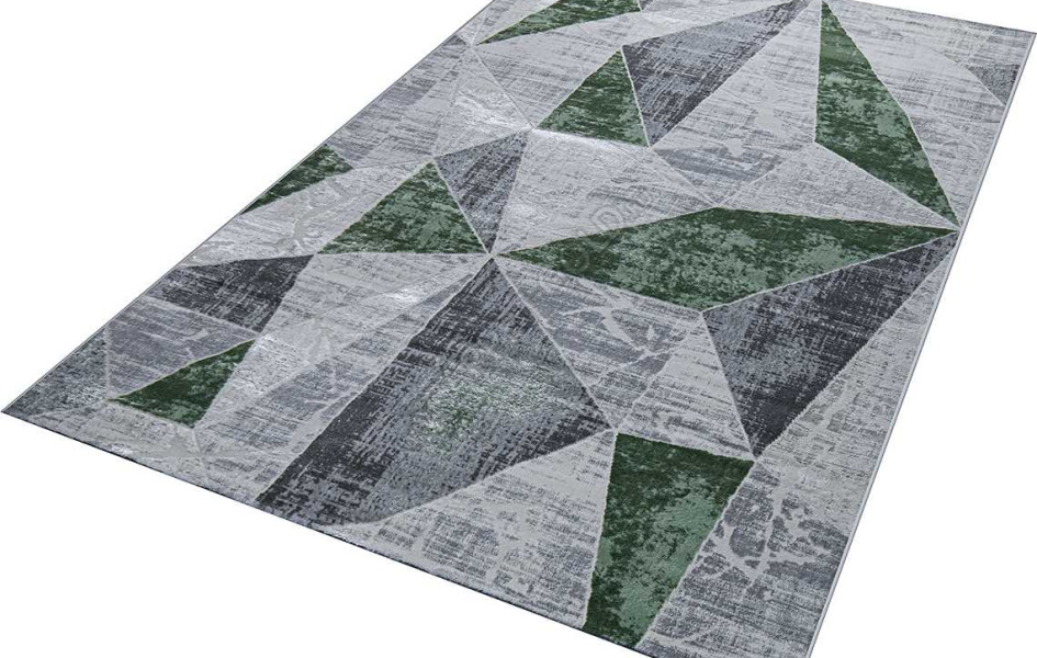 Геометрический абстрактный ковер 37515A STAN GREEN FLS / L.GREY Kleopatra