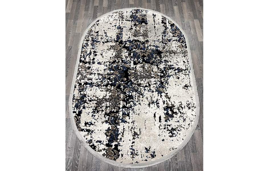Турецкий ковер 40640A_LACIVERT / COKME BEYAZ ОВАЛ