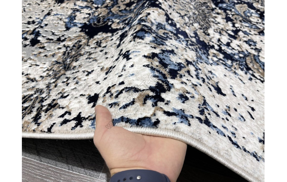 Турецкий ковер 40640A_LACIVERT / COKME BEYAZ ОВАЛ